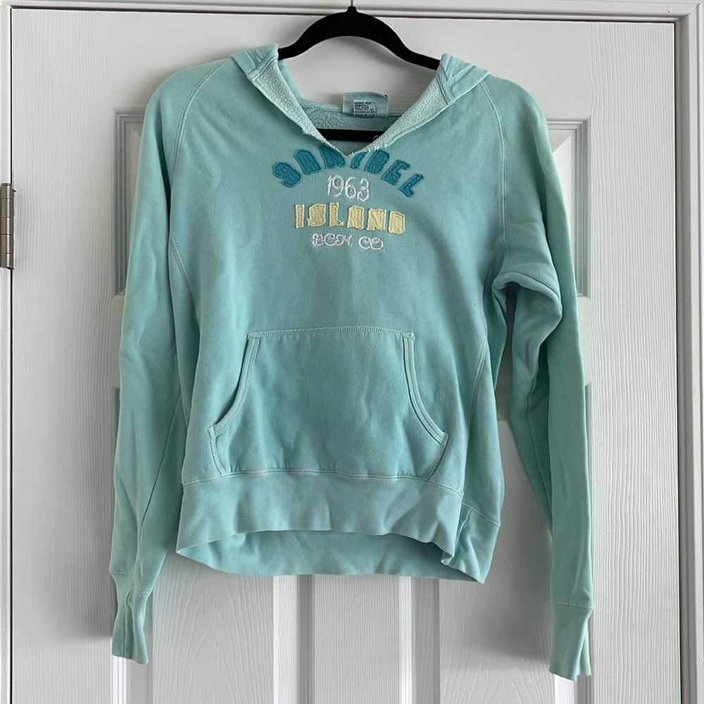 Sanibel Island Hoodie Sweatshirt Aqua Small